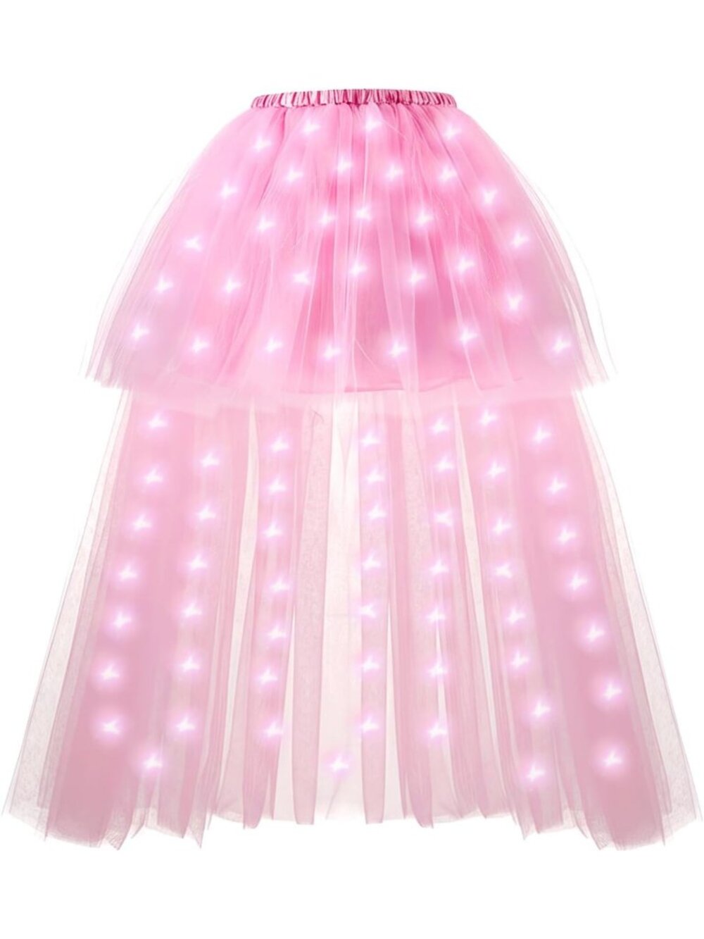 Women LED Light Up Tulle Tutu Skirt High Low Fluffy Sequin Ballet Dress-Purple
